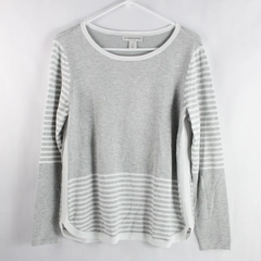 Christopher & Bank's Women's Gray & White Striped Long Sleeve Sweater Size M