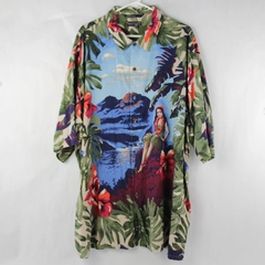 Vintage Nautica Men’s Linen Blend Floral Hula Girl Hawaiian Button Shirt Sz XXL