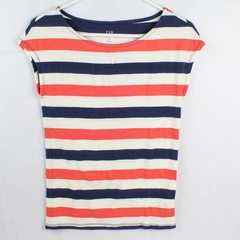 Gap Women's Blue Pink & White Striped Modern Fit Sleeveless Tee Size Medium