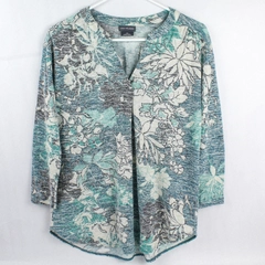 Van Heusen Women's Multicolor Floral V Neck 3/4 Sleeve Blouse Size Medium
