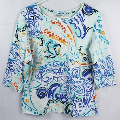 Christopher & Banks Women's Multicolor Abstract Pattern 3/4 Sleeve Tunic Size M