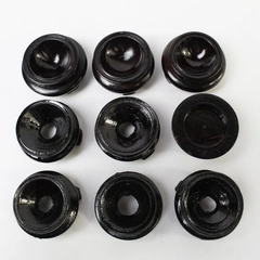Lot of 9 Small Black Wooden Display Egg Stands Varied Design