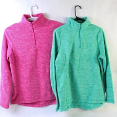 Lot of 2 Glacier's Edge Pink and Mint Mock Neck 1/4 Zip Sweaters Women's Medium