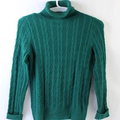 St. John's Bay Green Cable Knit Turtleneck Sweater Women's Size Small