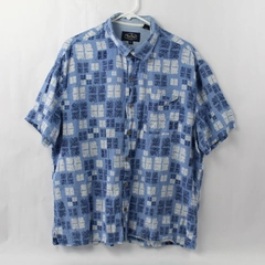 Vintage Nat Nast Men's Blue & White Pattern Collar Short Sleeve Button Up Sz XL