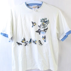 Morning Sun Birds Graphic Cotton T-shirt Women's Size Large