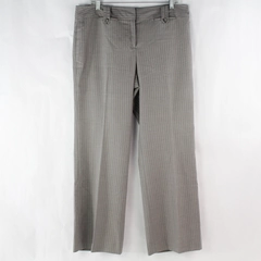 Ann Taylor Petites Women's Gray Pinstripe Signature Fit Mid Rise Wide Leg 12P