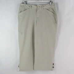 Eddie Bauer Women's Cream Lightweight Capri Pants with Cinches Size 4