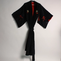 Red Black & Gold Dragon Embroidered Adult Martial Arts Robe 56 Inches