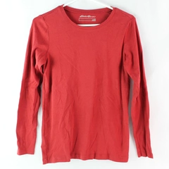 Eddie Bauer Women's Red Simple Long Sleeve Shirt Size Medium 