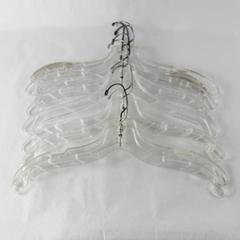 Lot of 10 Clear Plastic Metal Hook Hangers with Strap Indents for Organization