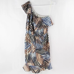 Banana Republic Women's Multicolor Abstract Pattern One Shoulder Midi Dress Sz 8
