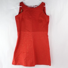 Skunkfunk Ekora Women's Red-Orange Patterned Knee Length Dress Size 5 / XL