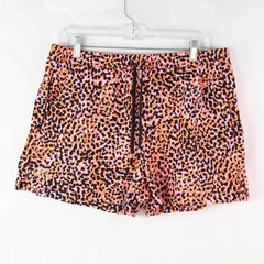 Fabletics Women's Orange Pink Black Cheetah Drawstring Gym Shorts Size XL