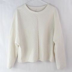 A New Day White Textured Batwing Type Long Sleeve Casual Shirt Women's Size XL