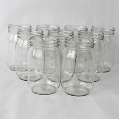 Lot of 9 Unbranded Clear Glass Canning Jars No Lids 5 In x 3 In