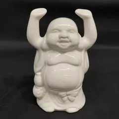  White Ceramic Smiling Buddha Planter 