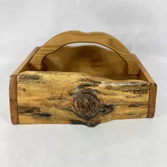 Burlcraft Of Oregon Handmade Burl Wood Box Caddy Tote With A Handle
