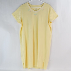 Vintage Women's Secret Treasures Yellow Lace Embroidered V Neck Night Gown L/XL
