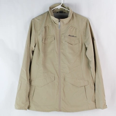 Eddie Bauer Women’s Sz M Tan Long Sleeve Full Zip Raincoat Windbreaker Tailored
