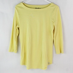 Eddie Bauer Outdoor Women's Yellow 3/4 Sleeve Round Neck Shirt Size Medium 