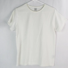 Vintage Ladies Club Women's White Short Sleeve Ribbed Shirt Size M 