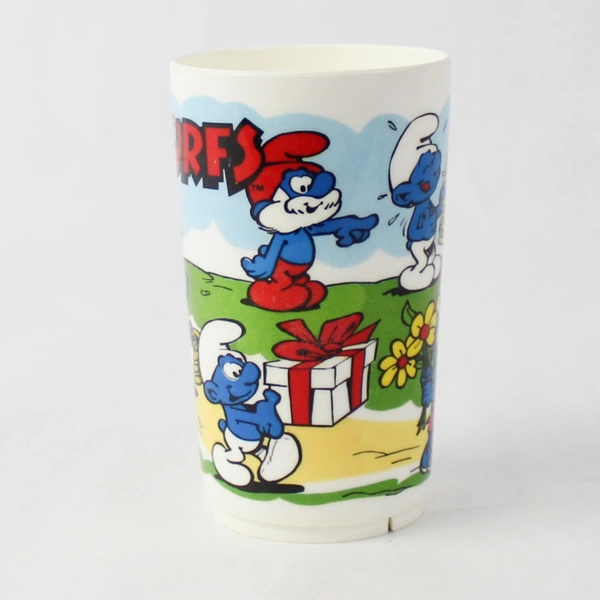 Vintage 1980 Deka Smurfs Collectible Plastic Cup 530 22 11oz Tumbler 