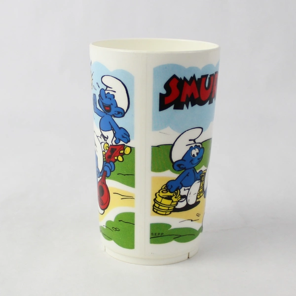 Vintage 1980 Deka Smurfs Collectible Plastic Cup 530 22 11oz Tumbler 