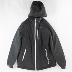 Eddie Bauer Women's Black Heavy Duty Puffer Lined Full Zip Rain Jacket Size L