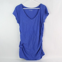 Caslon Women's Purple Short Sleeve V Neck Ruched Sides Long T-Shirt Size XL