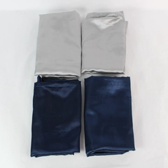 Lot of 4 Mainstays Dark Blue & Silver Satin Feel Pillowcases 100% Polyester 