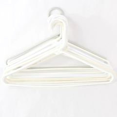 Lot of 10 Shades of White Gray Plastic Tubular Clothing Hangers Standard Size