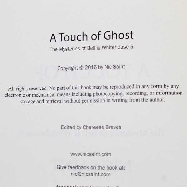 The Mysteries of Bell & Whitehouse A Touch of Ghost Nic Saint 2016 Paperback