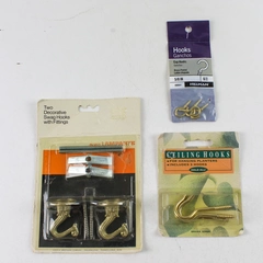 Brass Metal Hooks For Swag, Ceiling, Cup, New in Package