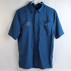 Under Armour Men's Blue Button Up Polo GLR Fishing Rod Embroidery Size Small