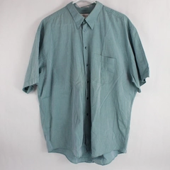 Alfani Men's 100% Cotton Blue Button Up Shirt Single Needle Tailoring Size 17.5