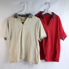 Lot of 2 Winner Mate Men's Red & Beige V Neck Golf Polos Size Medium