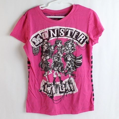 Mattel 2013 Monster High Girl's Pink & Black Striped Character T-Shirt Size L