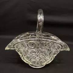 L E Smith Clear Thousand Eye Glass Wedding Basket 11 Inch Long
