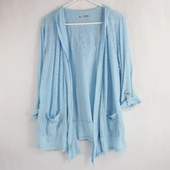 Style & Co The Relaxed Essentials Women's Light Blue Hooded Cardigan Size XL