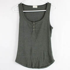 T. La Women's Dark Green Gold Snaps Detail Tank Top Size Medium 