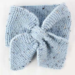 Blue Brown Speckled Knit Women's Ascot Scarf Winter Fashion Accessory 15"