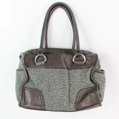 St. John's Bay Brown Faux Leather Brown Gray White Wool Bag Purse Handbag