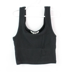 H&M Women's Black Ribbed Cropped Tank Top Size XS Cotton Blend 