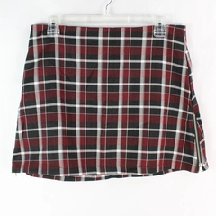 L.A. Hearts Women's Red White & Black Plaid Zip Up Mini Pencil Skirt Size Large 