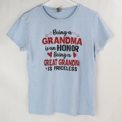 Gildan Women's Light Blue Graphic Print Short Sleeve T-Shirt Size Large