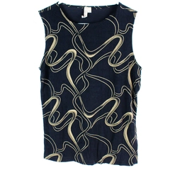 Susan Lawrence Women's Black & Beige Spiral Pattern Tank Top Size Medium 
