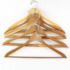 Lot of 5 Curved Wooden Suit Coat Hangers for Closet Storage