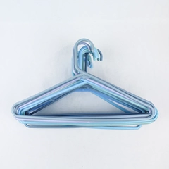 Lot of 20 Shades of Light Blue Standard Size Tubular Plastic Clothing Hangers 