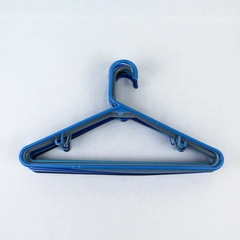 Lot of 10 Shades of Blue Plastic Tubular Clothing Hangers with Hooks Standard 